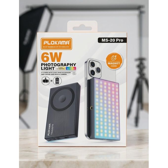 Mini Lampe LED RGB Magnétique MS-20 Pro 6W – Pour Smartphone & Appareil Photo (1500mAh)