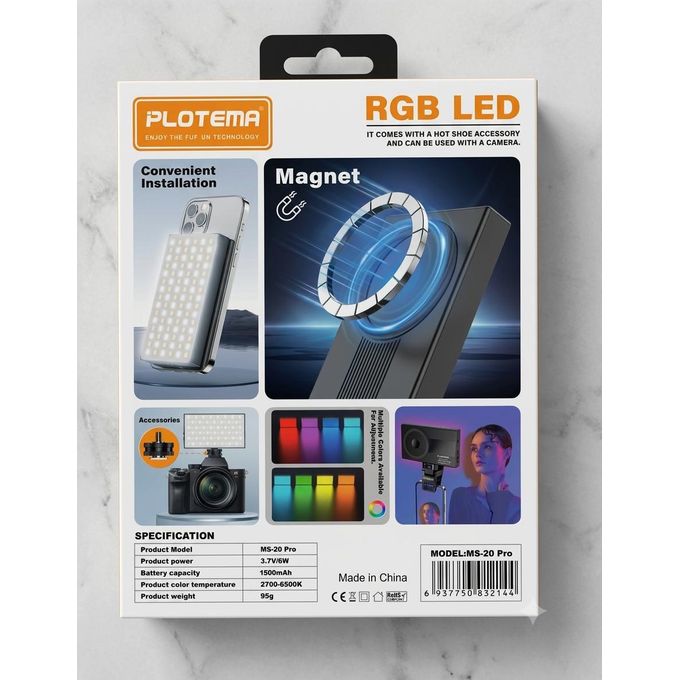 Mini Lampe LED RGB Magnétique MS-20 Pro 6W – Pour Smartphone & Appareil Photo (1500mAh) – Image 2