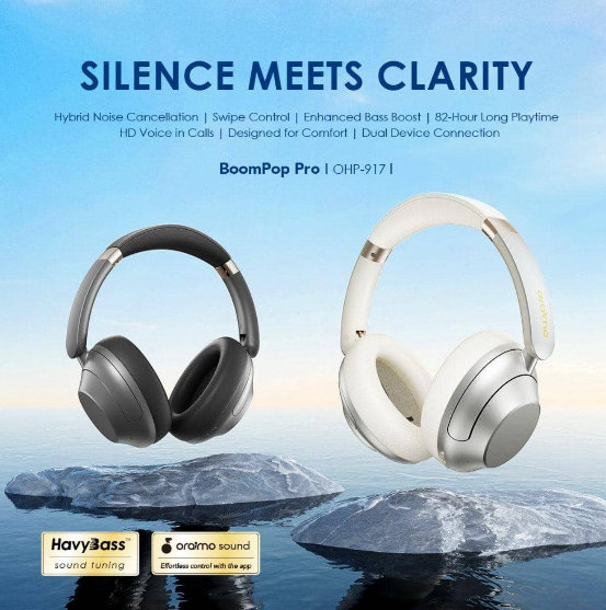 Casque Bluetooth Oraimo BoomPop Pro OHP-917 – ANC – 82H d’autonomie – Image 2