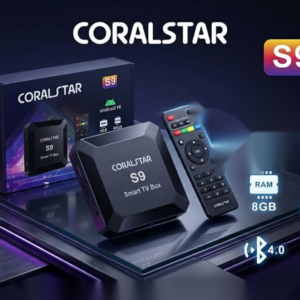 CORALSTAR S9 - Smart TV Box Android 14, 8GB RAM / 64GB ROM