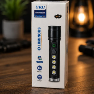 Lampe Torche Rechargeable UKC Luminous S200 – Lampe LED Puissante à 4 Modes