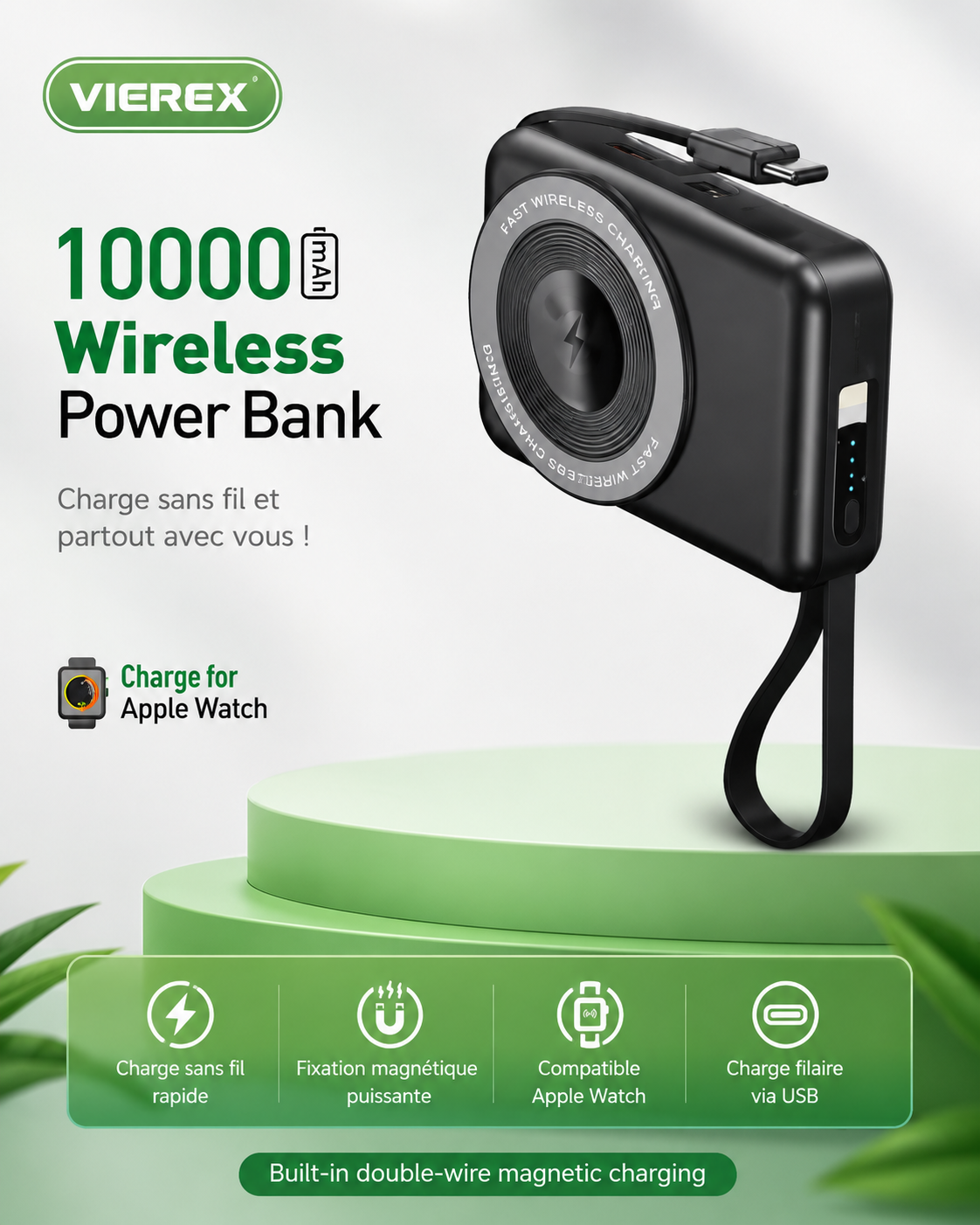 Power Bank Sans Fil VIEREX 10 000 mAh – VP98