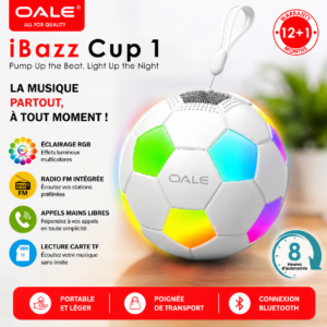 Enceinte Bluetooth portable Oale iBazz Cup 1, en forme de ballon de football, avec radio FM, port USB et lecteur de cartes TF