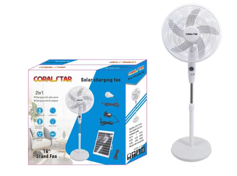 Ventilateur Solaire sur Pied CORALSTAR 16" DC – Modèle CS-1613 avec Télécommande