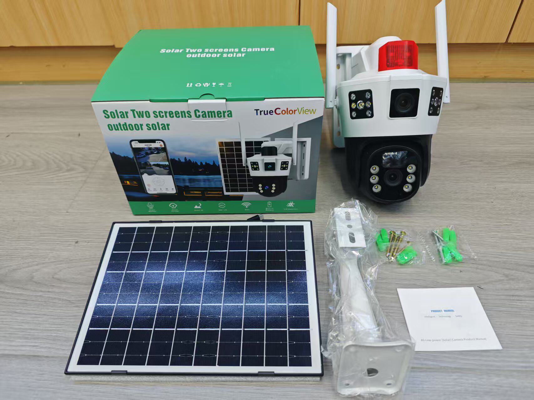 Caméra de Surveillance Solaire 4G Triple Objectif – 12MP, Double Écran, Vision Nocturne Couleur, Audio Bidirectionnel, Détection IA, Étanche – Image 4