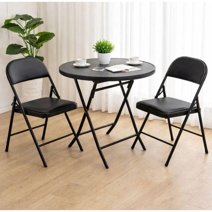 Ensemble table et 2 chaises pliantes – Tête-à-tête compact et moderne