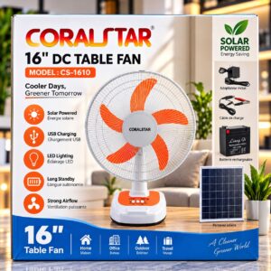 Ventilateur de Table Solaire 16" CORALSTAR
