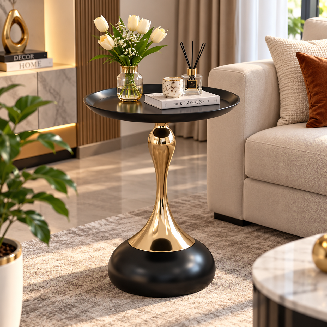 Table de Coin en Fer Noir & Doré – Image 2