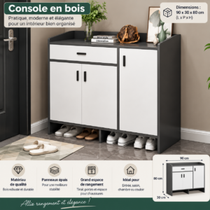 Console de rangement en Bois 90 × 30 × 80 cm