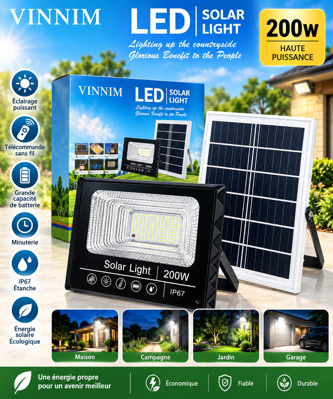 Lampe solaire LED VINNIM 200W