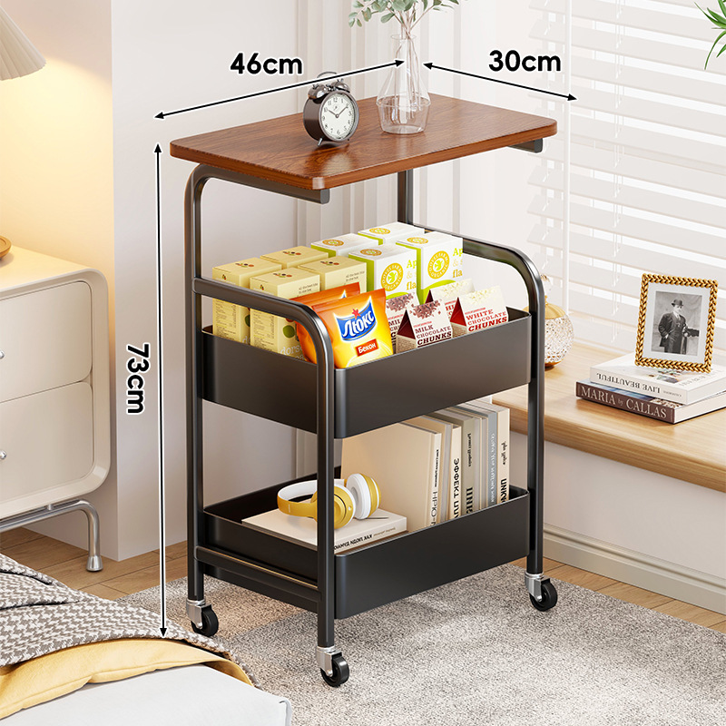 Table d’appoint roulante multifonction avec 2 niveaux de rangement – Image 2