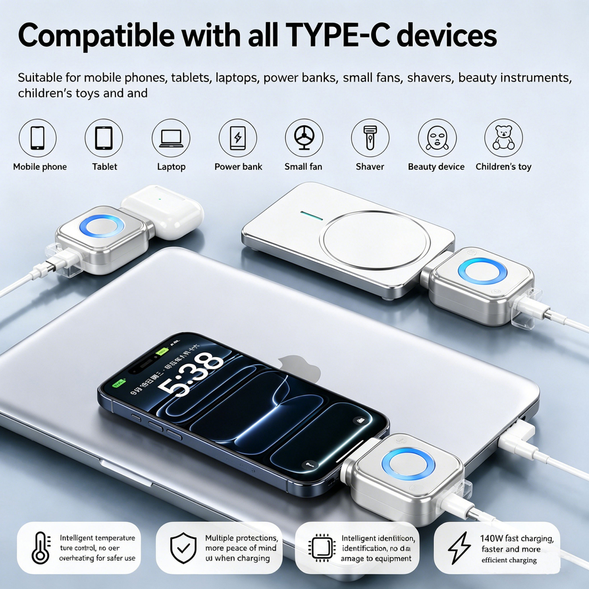 Chargeur sans fil magnétique 3-en-1 compact pour smartphone – Image 3