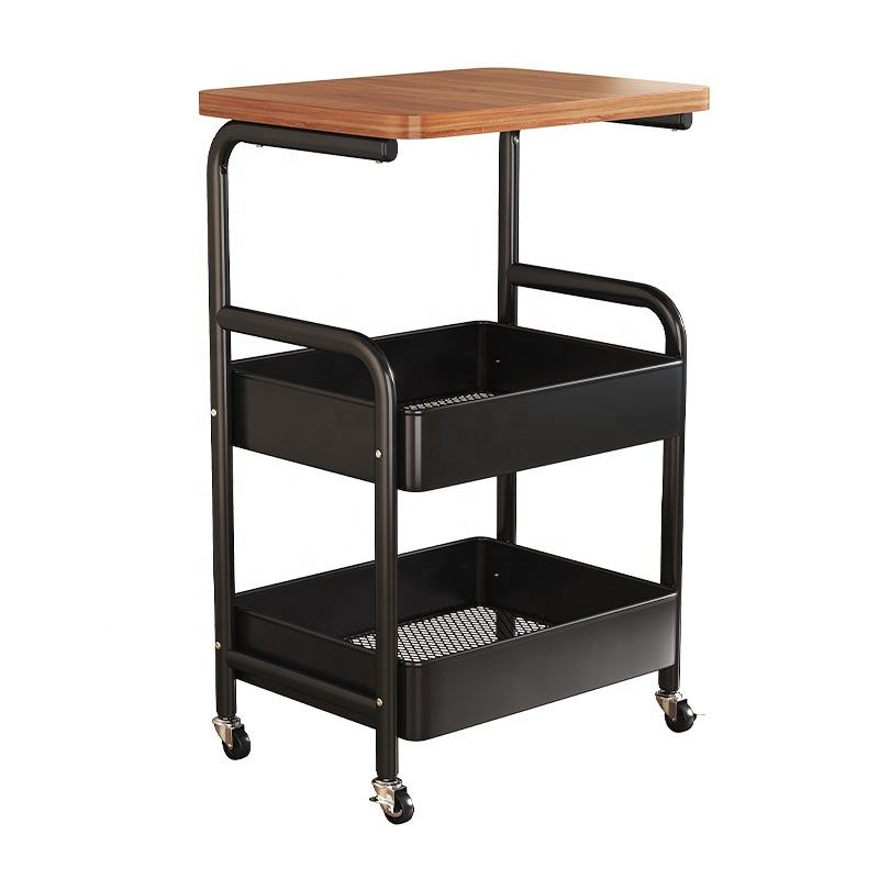 Table d’appoint roulante multifonction avec 2 niveaux de rangement – Image 3