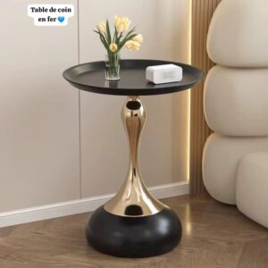 Table de Coin en Fer Noir & Doré