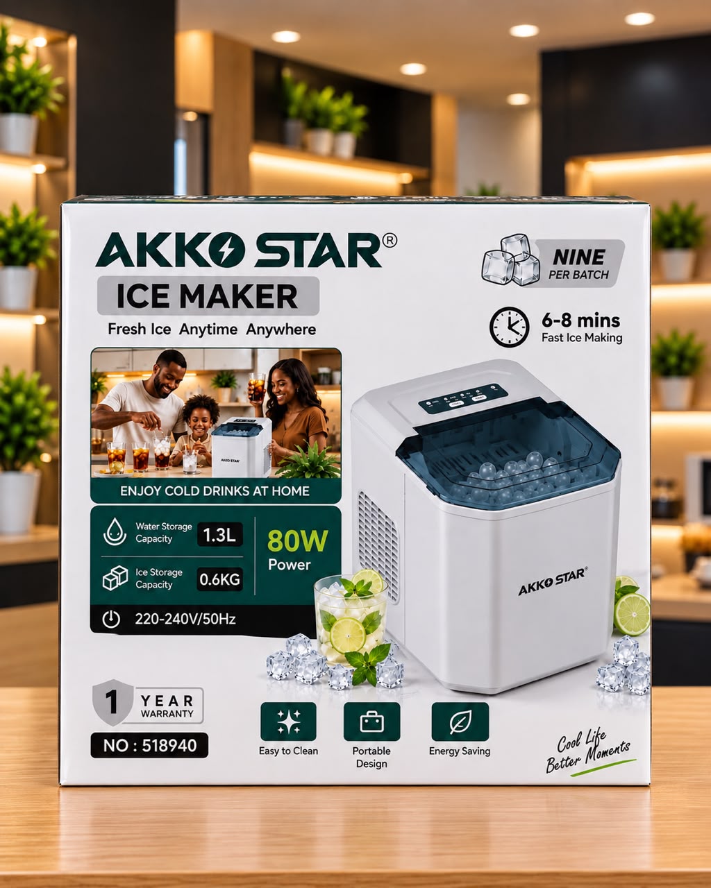 🧊 Machine à Glaçons Portable AKKO STAR – 80 W – Image 2