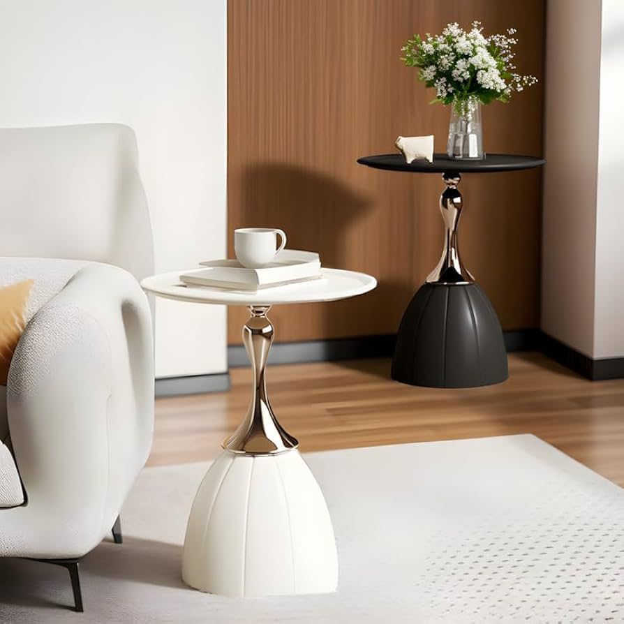 Table d’appoint ronde élégante avec pied sculptural doré – Image 2